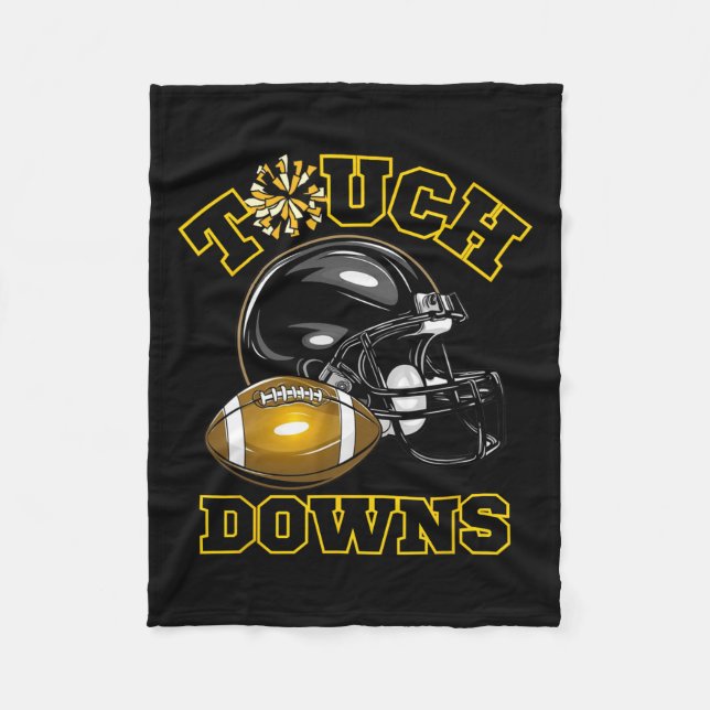 High School of Football Game i Black Guld Touchdow Fleecefilt (Framsidan)