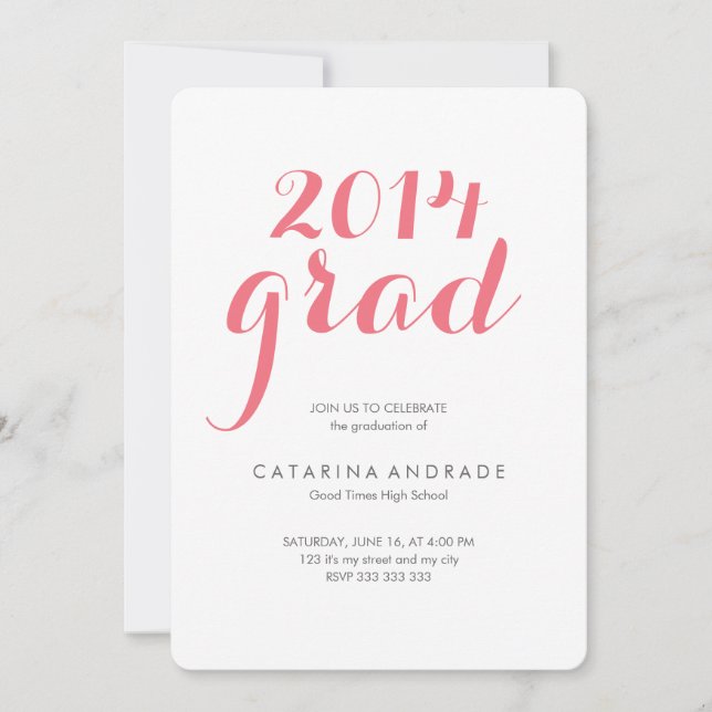 High School Photo Studentfest 2014 Grad Rosa Inbjudningar (Framsida)