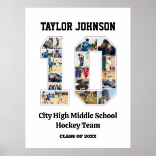 High School Sports Player nummer 10 Photo Collage Poster