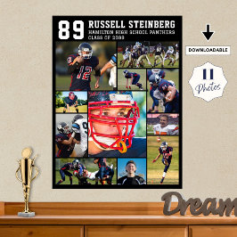 High School Sports Senior 11 Photo Collage Grad Fo Poster