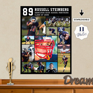 High School Sports Senior 11 Photo Collage Grad Fo Poster
