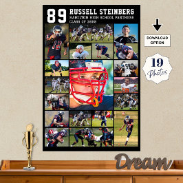 High School Sports Senior 19 Photo Collage Grad Poster