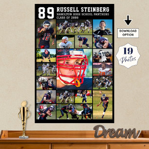High School Sports Senior 19 Photo Collage Grad Poster