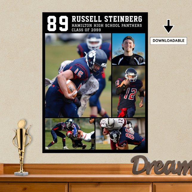 High School Sports Senior 5 Photo Collage Grad Poster (Skapare uppladdad)
