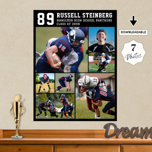 High School Sports Senior 7 Photo Collage Grad Poster