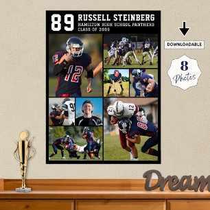 High School Sports Senior 8 Photo Collage Grad Poster