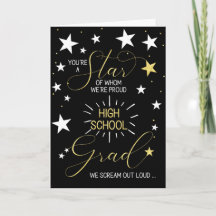 High School Student Black Guld Stars Typography