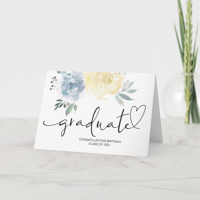 High School Student Gift Idea College Grad Blommig Kort (Framsida)