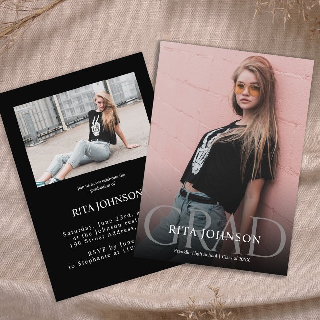 High School Student Party Photo Studenten Inbjudningar (High School Graduate Party Photo Graduation Invitation)