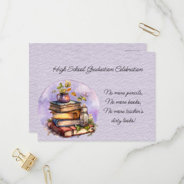 High School Studenten Firande Inbjudan Vykort (Fram/Back In Situ)