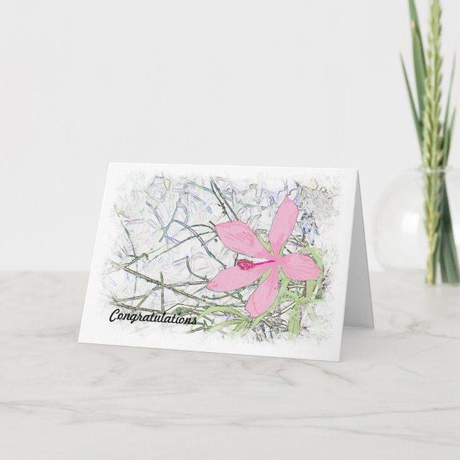 High School Studenten Grattis Rosa Hibisc Kort (Framsida)