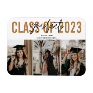 High School Studenten Guld Photo Magnet