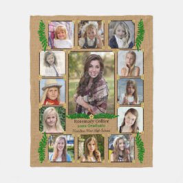 High School Studenten Photo Collage | Burlap Fern Fleecefilt