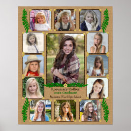 High School Studenten Photo Collage | Burlap Fern Poster