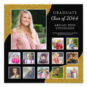 High School Studenten Photo Collage K-12 Guld Fototryck