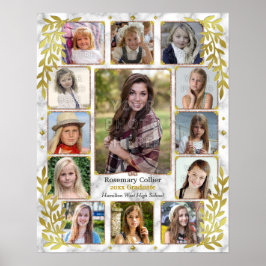 High School Studenten Photo Collage | Marble Guld Poster