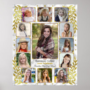 High School Studenten Photo Collage   Marble Guld Poster