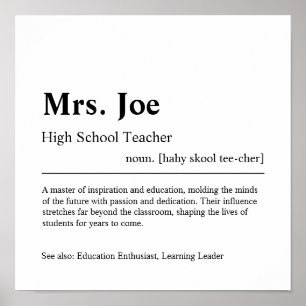 High School Teacher Personlig Gift Poster