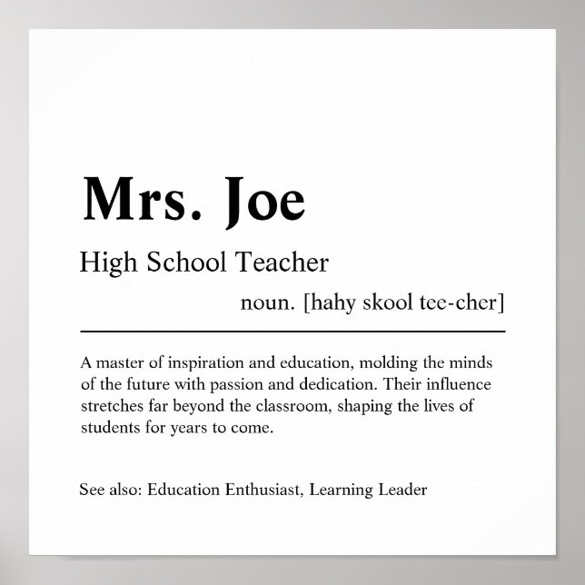 High School Teacher Personlig Gift Poster (Framsidan)