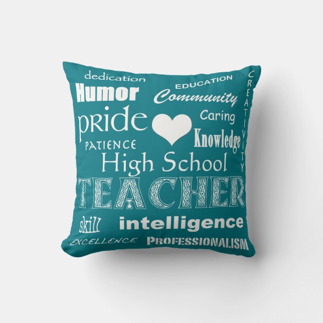 High School Teacher Pride-White Heart+Anpassade Kudde (Framsida)