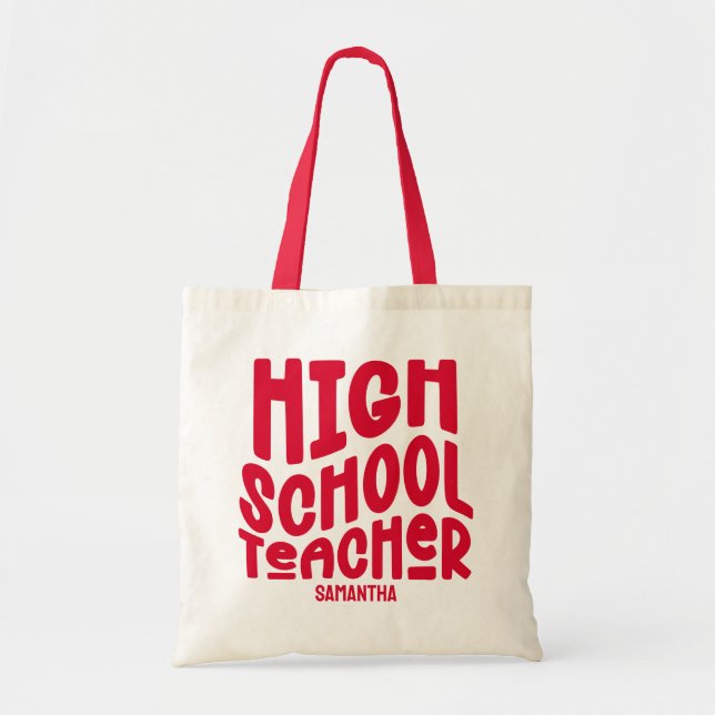 High School Teacher Red Text Design Tygkasse (Framsidan)