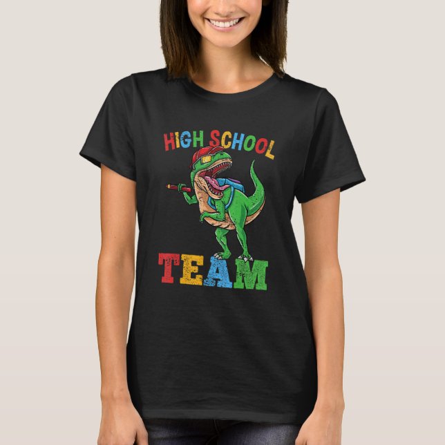 High School Team Rex Dinosaur Back To School Boys  T Shirt (Framsida)