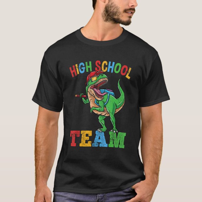 High School Team Rex Dinosaur Back To School Boys  T Shirt (Framsida)