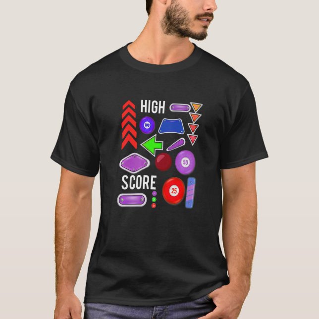 High Score Flipperspel  T Shirt (Framsida)