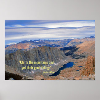 High Sierra-sjöfoto med John Muir-citat Poster