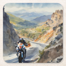 High Speed Äventyr i Vibrant Mountain Ligcape Underlägg Papper Kvadrat