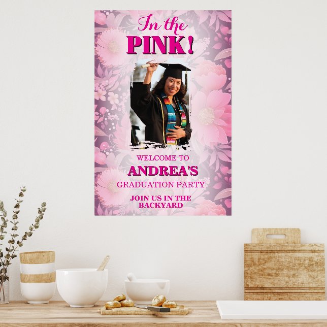 High Spirits In The Pink! Hot Pink Graduation Poster (Kök)