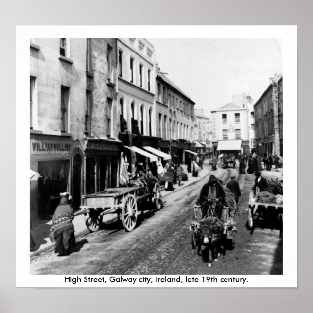 High Street Galway, Irland, sent 1800-talet Poster (Framsidan)