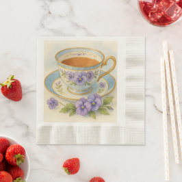 High Tea Napkins | Vintage Tea Cup & Pansies Pappersservett