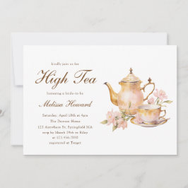High Tea Pastel Gold Bridal Shower Inbjudningar