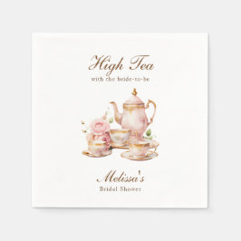 High Tea Pastel Gold Bridal Shower Pappersservett