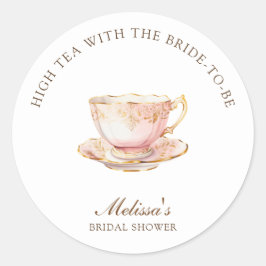 High Tea Pastel Gold Bridal Shower Runt Klistermärke