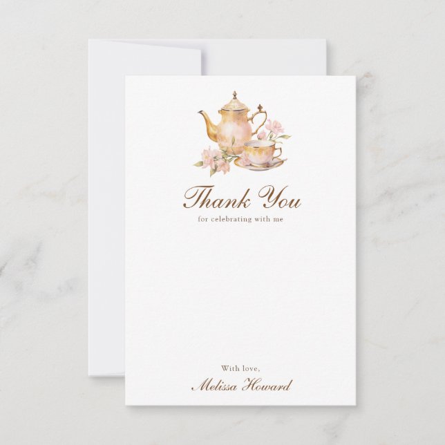 High Tea Pastel Gold Bridal Shower Tack Kort (Framsida)