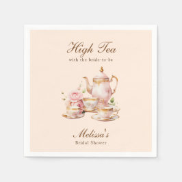 High Tea Pastel Orange Gold Bridal Shower Pappersservett