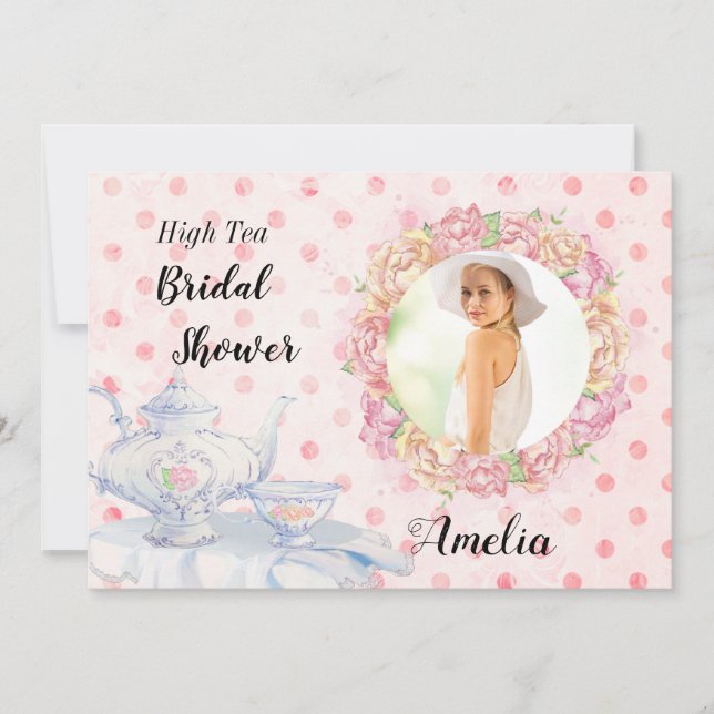 High Tea Photo Inbjudningskort för möhippan (Framsida)