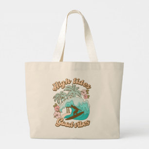 High Tides Good Vibes Beach Life Surfing Tropical Jumbo Tygkasse