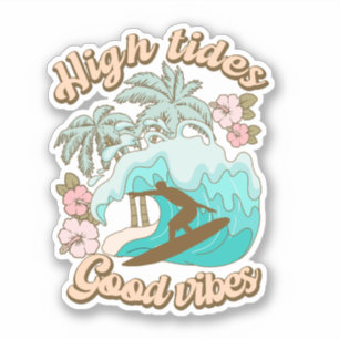High Tides Good Vibes Boho Retro Surfa Klistermärken