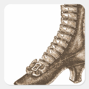 High Topped Victorian Shoe Fyrkantigt Klistermärke