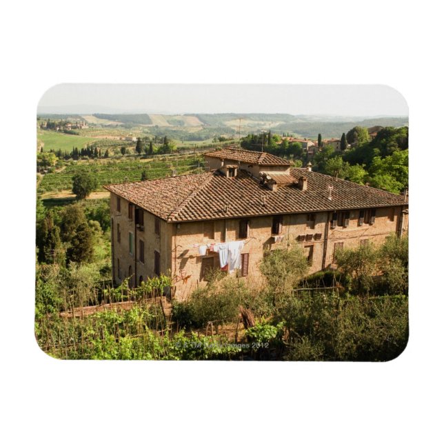 High vinkel view of a byggnad, San Gimignano Magnet (Horisontell)