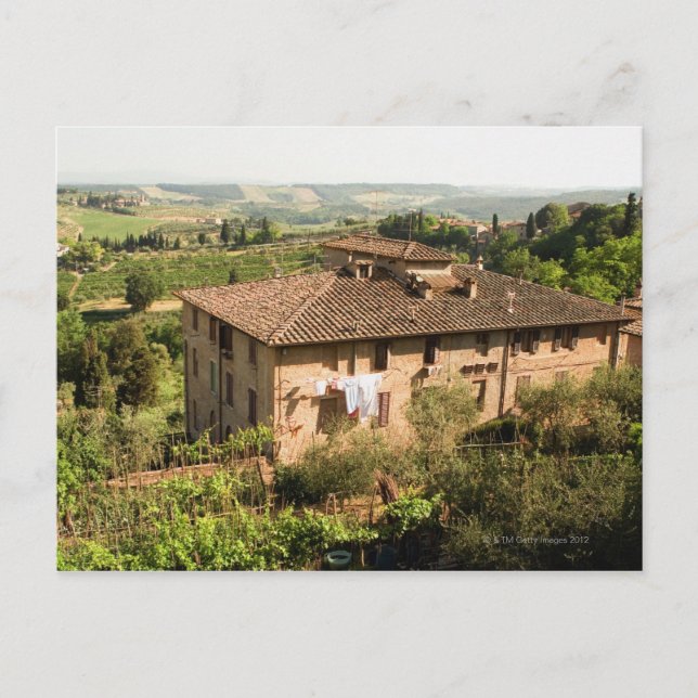 High vinkel view of a byggnad, San Gimignano Vykort (Framsida)