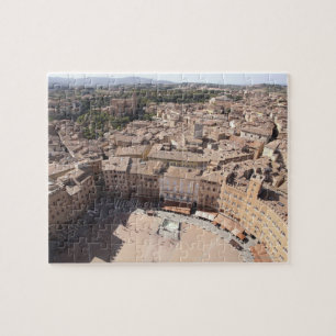High Vinkel View of Townscape, Siena, Italien Pussel