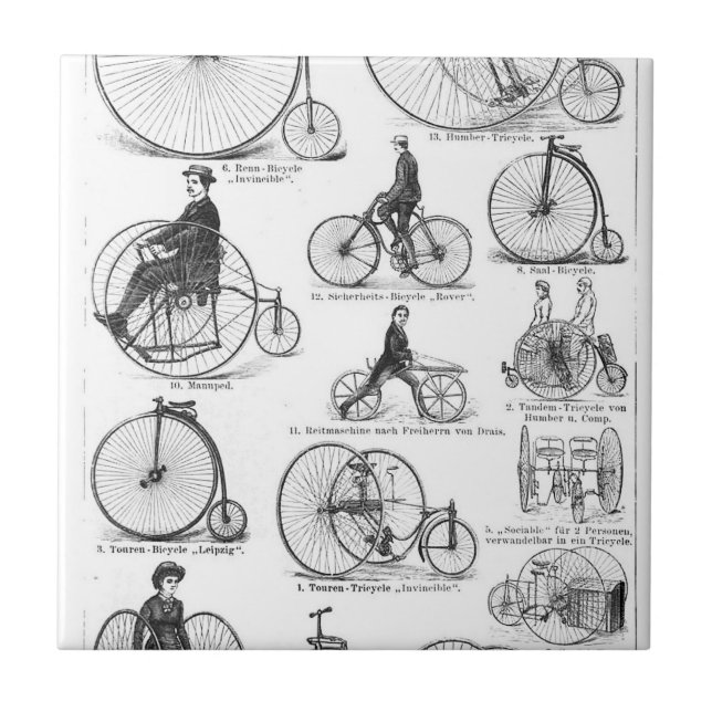 High Wheeler Bicycle Penny Farthing Kakelplatta (Framsidan)
