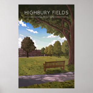 Highbury Fields Islington London Resemålning Affis Poster