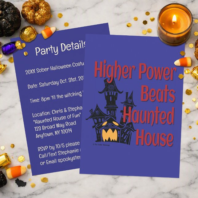 Higher Power Beats Spökhus | Sober Halloween Inbjudningar (Invite your friends to a mindful, alcohol‑free Halloween HP Beats Haunted House celebration theme )