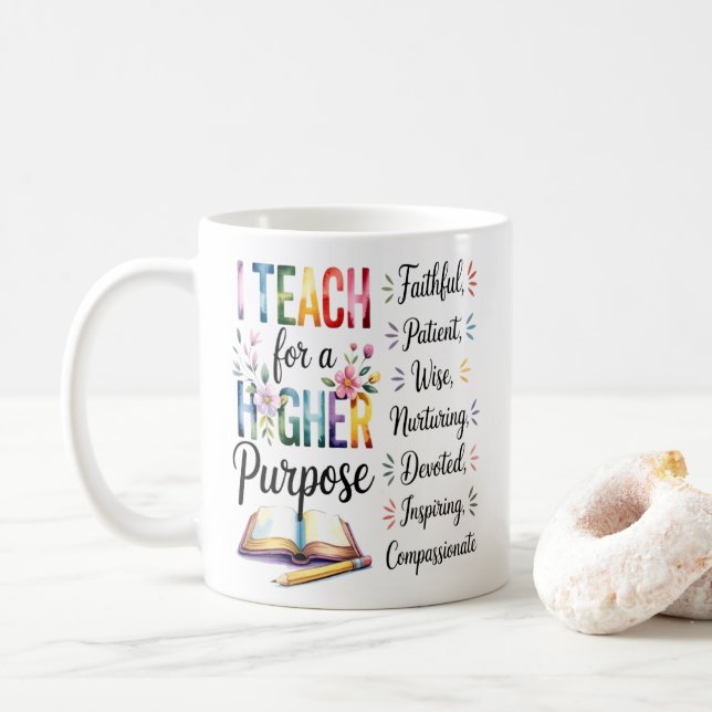 Higher Purpose Book Flowers Pencil Illustration Kaffemugg (Med munk)