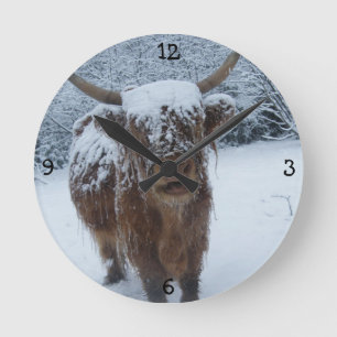 Highland Bull Round Clock Rund Klocka